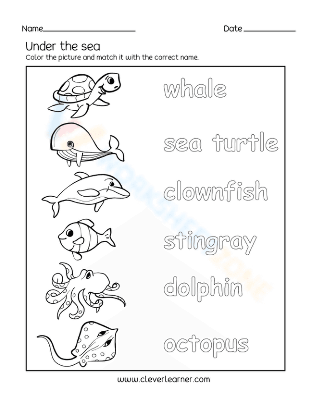 Essential Under the Sea Animal Matching: K Science - Page 1