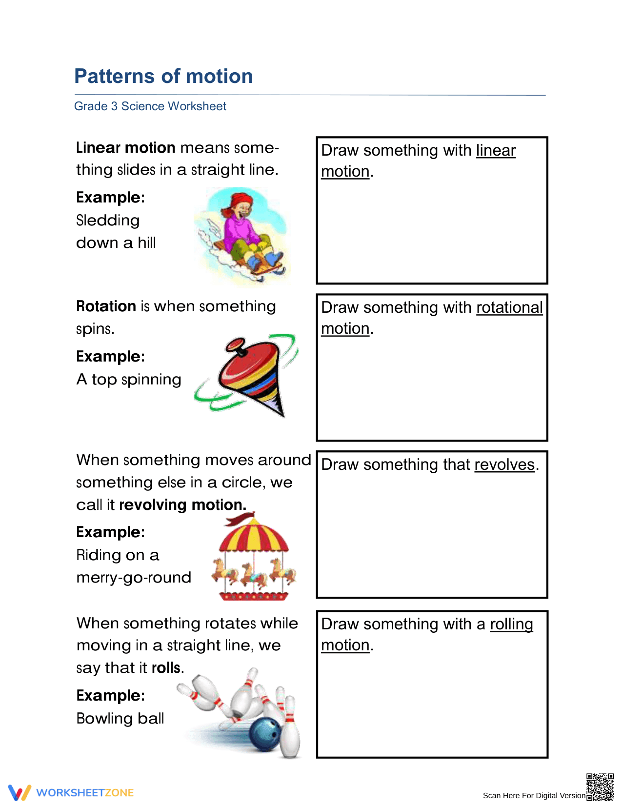 Essential Grade 3 Patterns of Motion Science Worksheet - Page 1