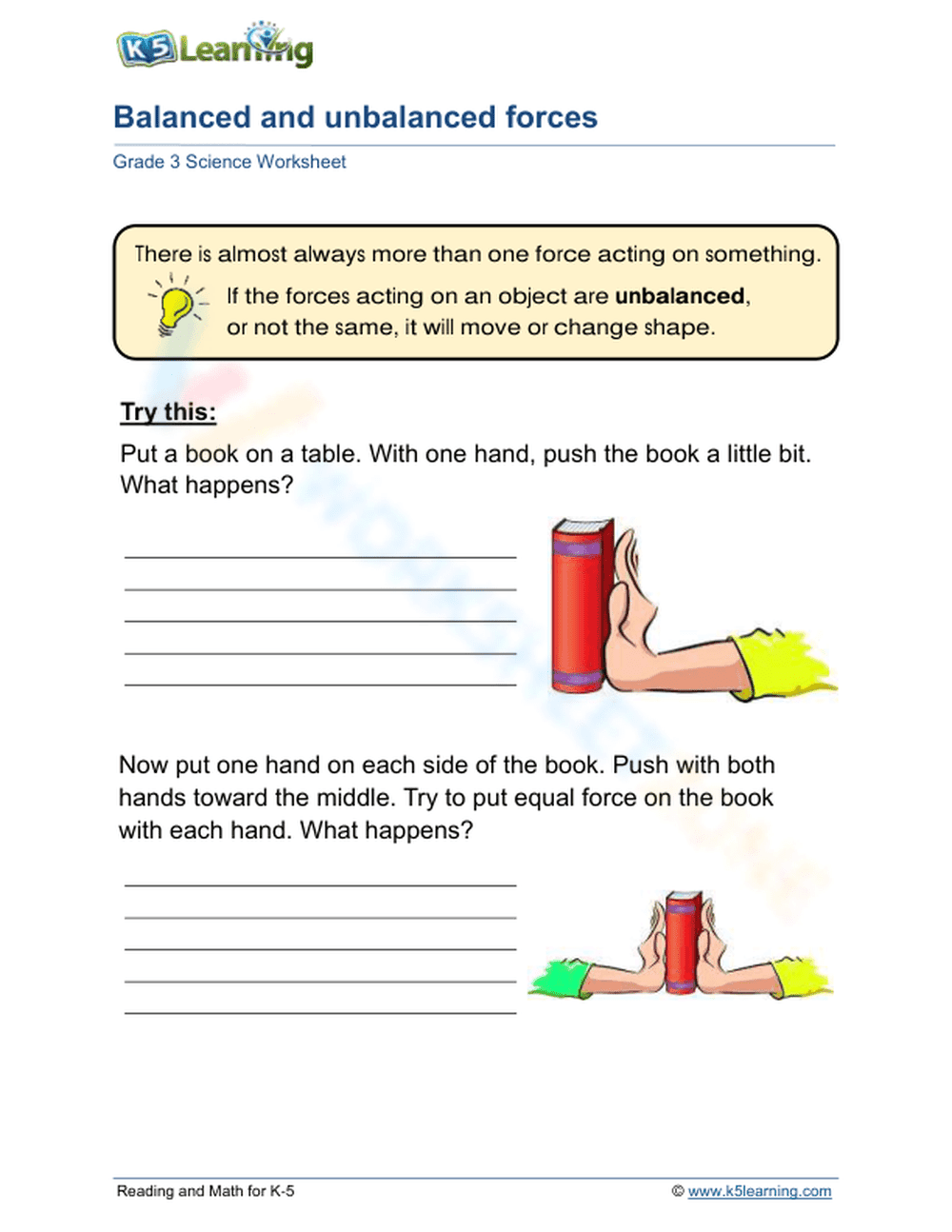 Balanced and unbalanced forces 1 - Page 1