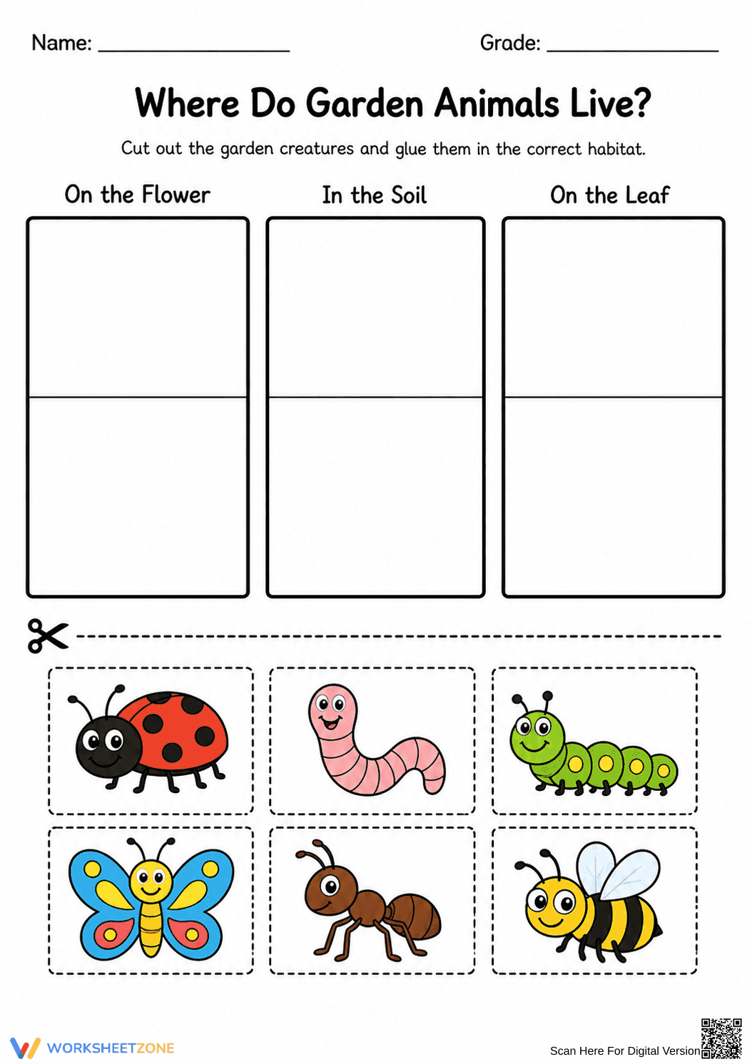 Essential Garden Habitat Sorting Worksheet | Grade K - Page 1