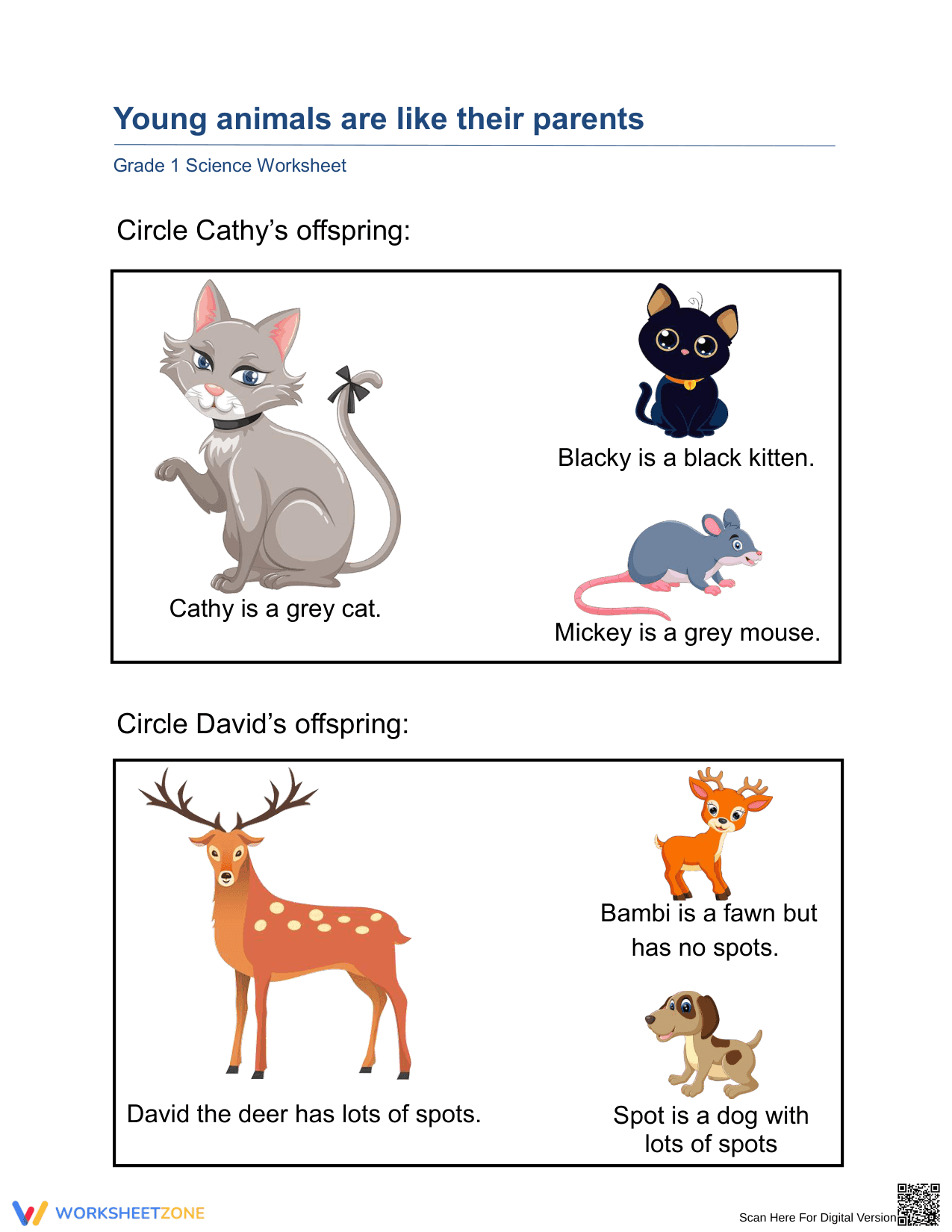 Essential Grade 1 Science: Young Animals Like Their Parents - Page 1