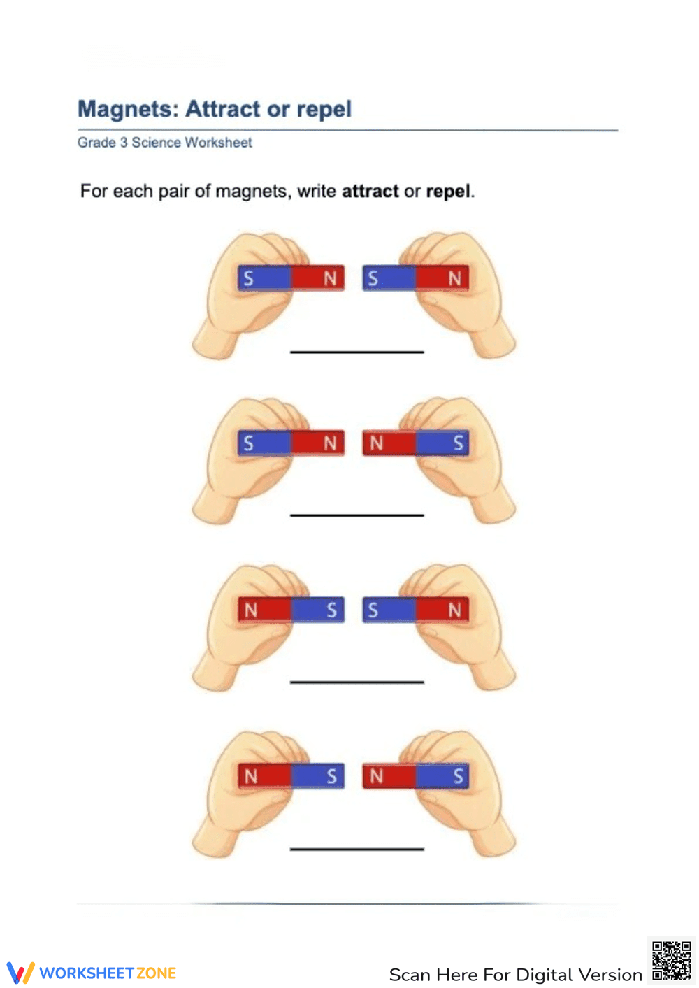 Grade 3 Science: Magnet Attraction and Repulsion - Page 1