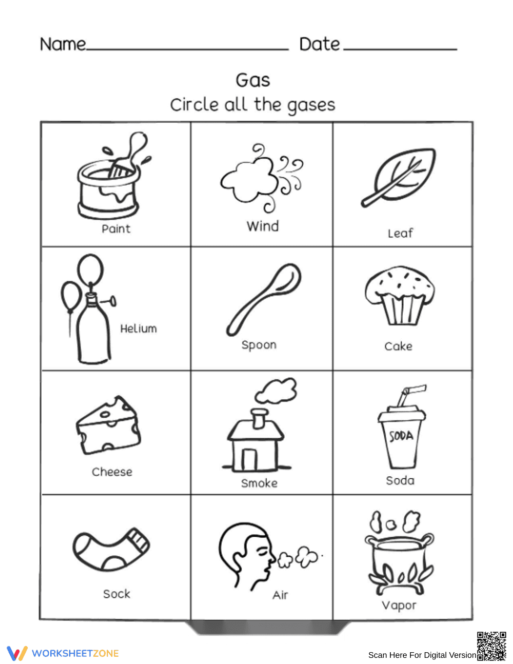 Kindergarten Gas Worksheet | Essential Science Practice - Page 1
