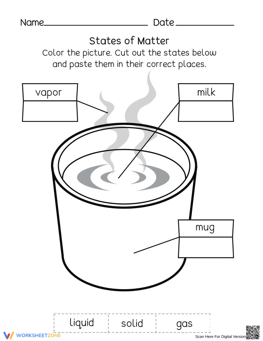 States of Matter Activity for Kids - Page 1