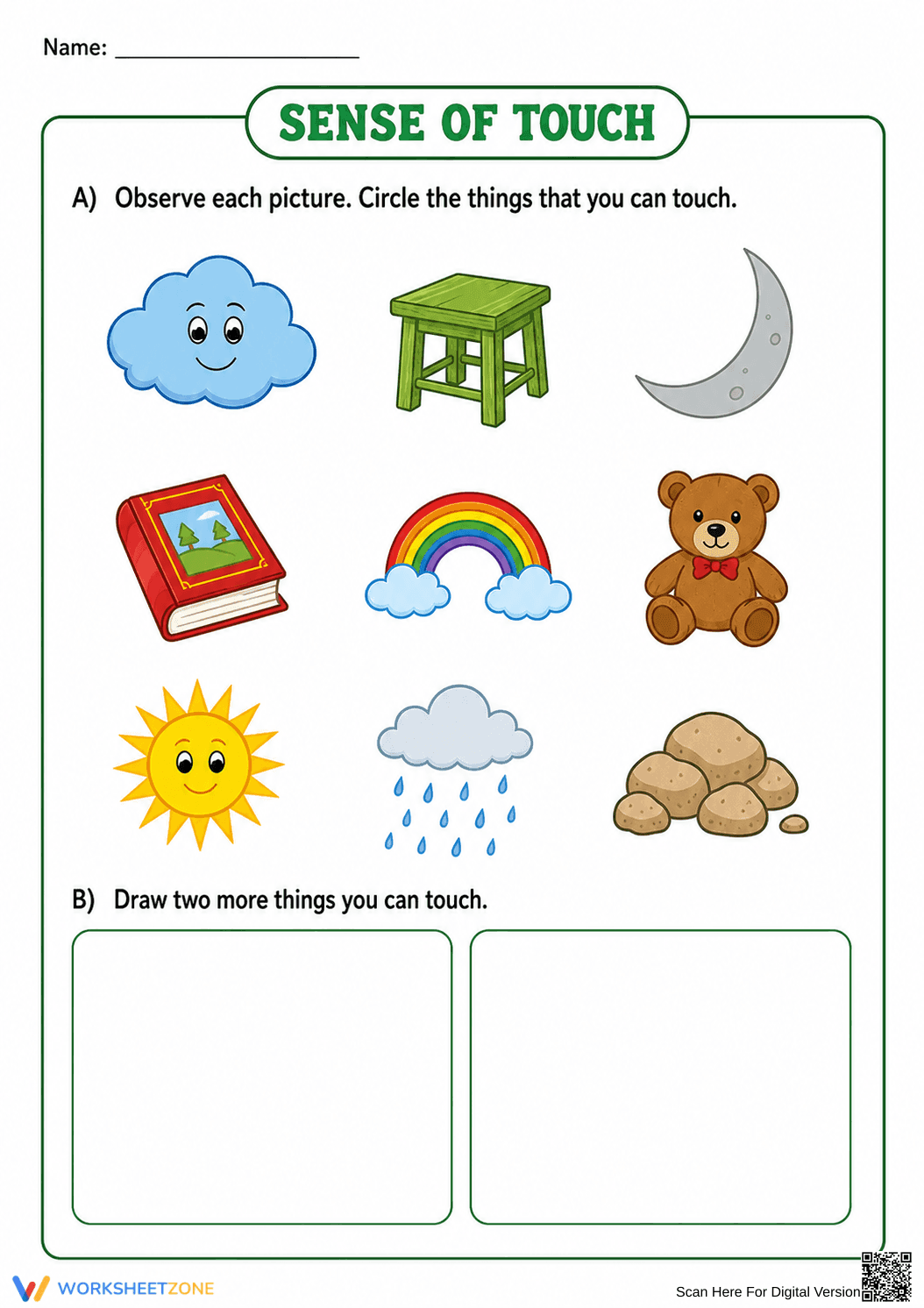 Sense of Touch Worksheet | Grade K-1 Printable - Page 1