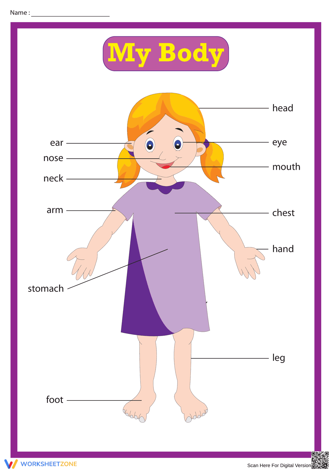 My Body Parts Chart | Essential Grade K-2 Science - Page 1