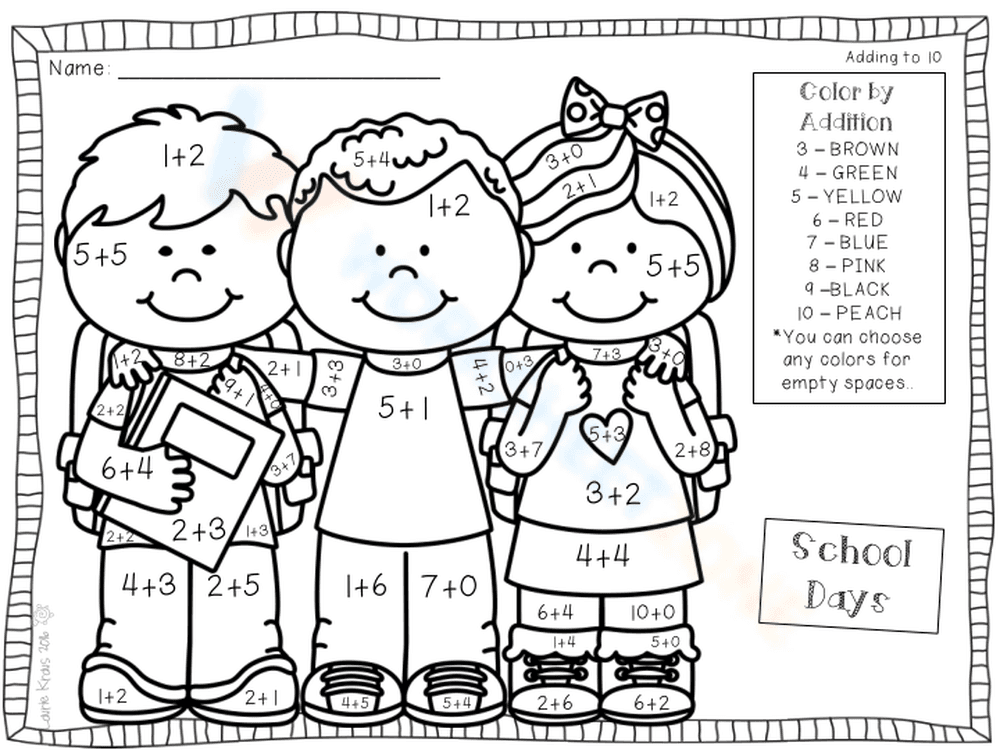Printable Addition to 10 Worksheet | Kindergarten Math - Page 1