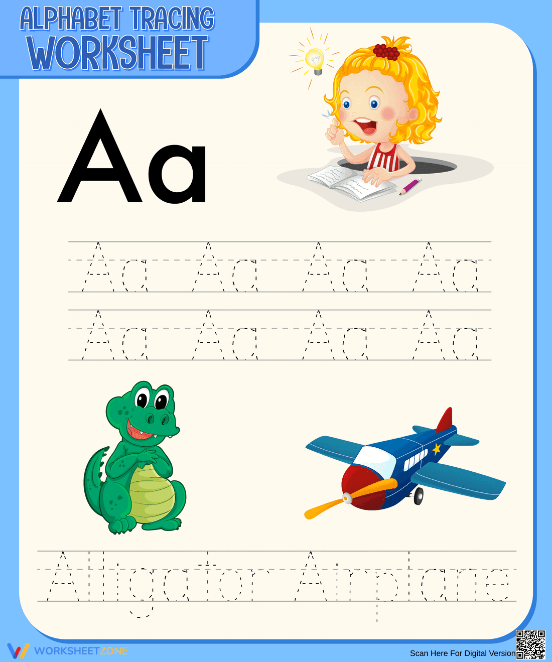 Letter A Alphabet Tracing Worksheet | Essential Grade K - Page 1