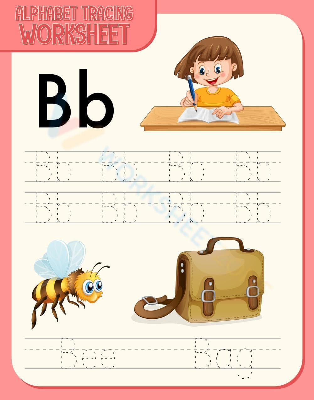 Letter B Tracing Worksheet | Grade K Essential - Page 1