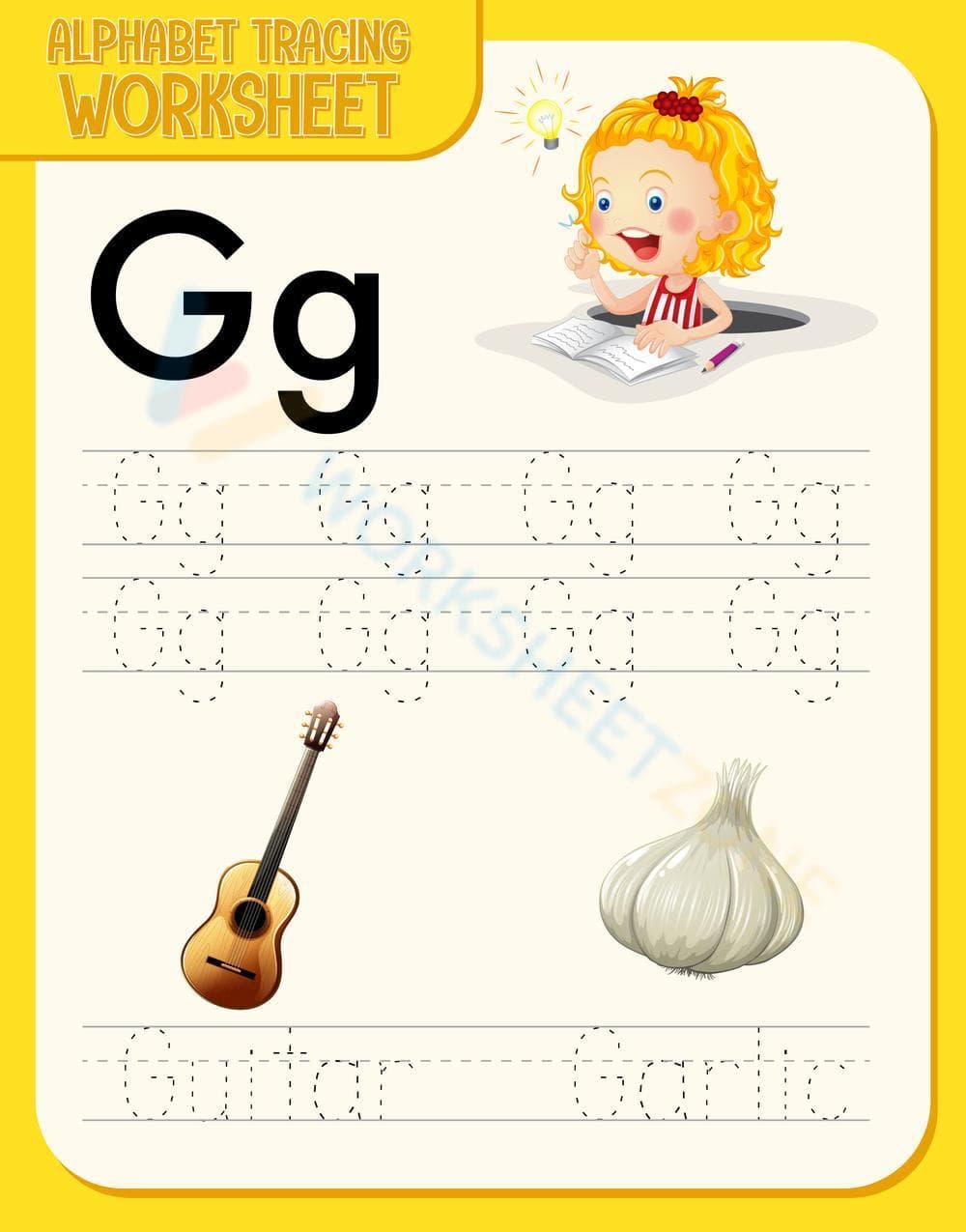 Printable Letter G Tracing Worksheet | Kindergarten - Page 1