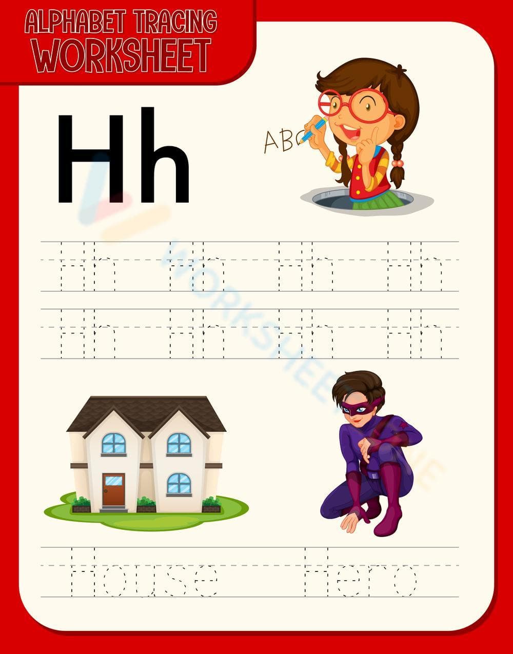 Letter H Alphabet Tracing Worksheet | Essential Grade K - Page 1