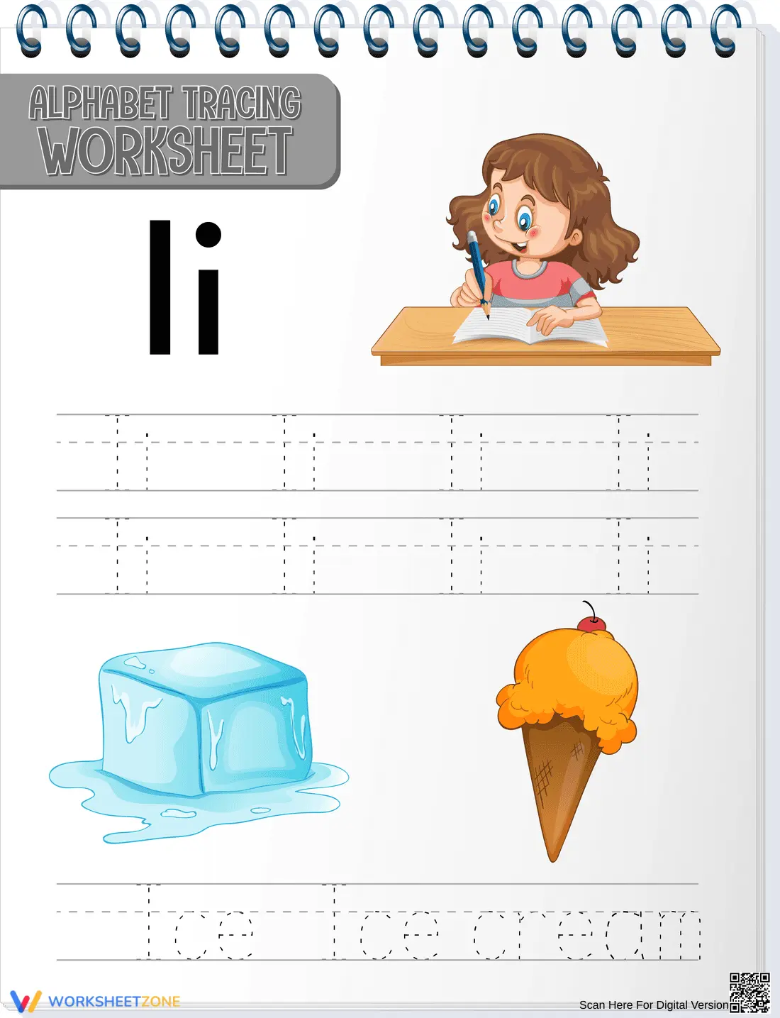 Letter I Tracing Worksheet | Essential Kindergarten Activity - Page 1
