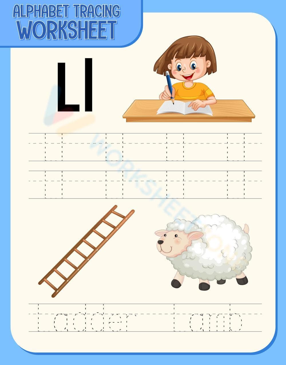 Letter L Tracing Worksheet | Essential Kindergarten ELA - Page 1