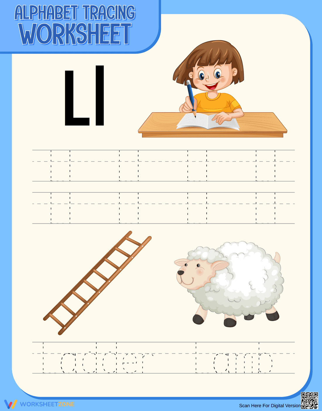 Letter L Tracing Worksheet | Essential Kindergarten ELA - Page 1