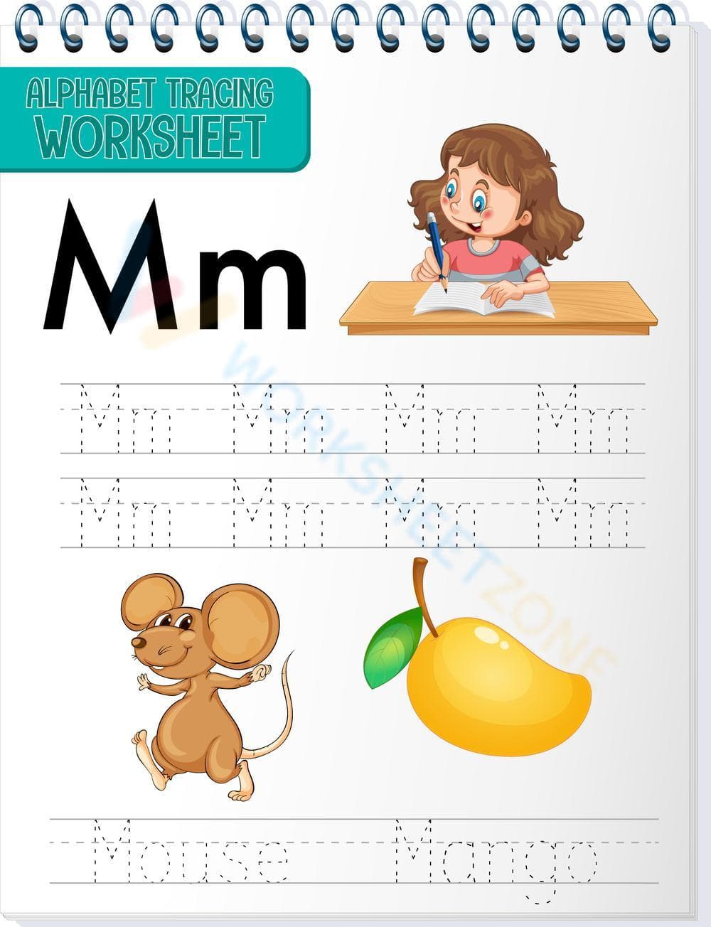 Letter M Alphabet Tracing Worksheet | Essential Grade K - Page 1