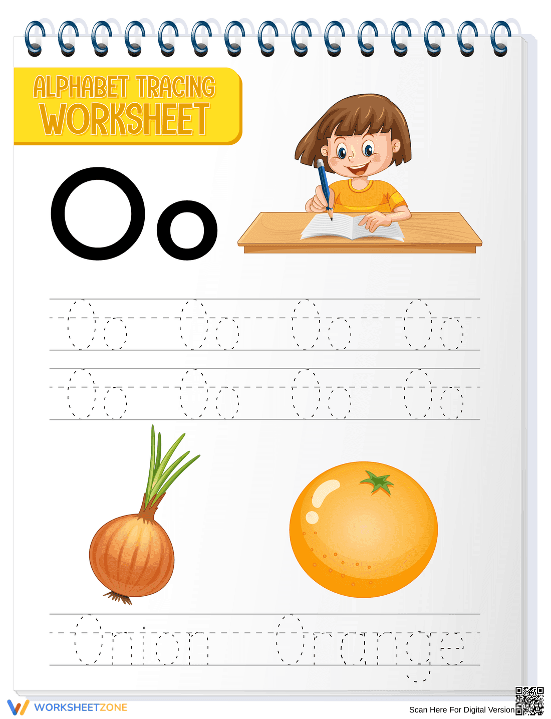 Printable Letter O Tracing Worksheet for Kindergarten - Page 1