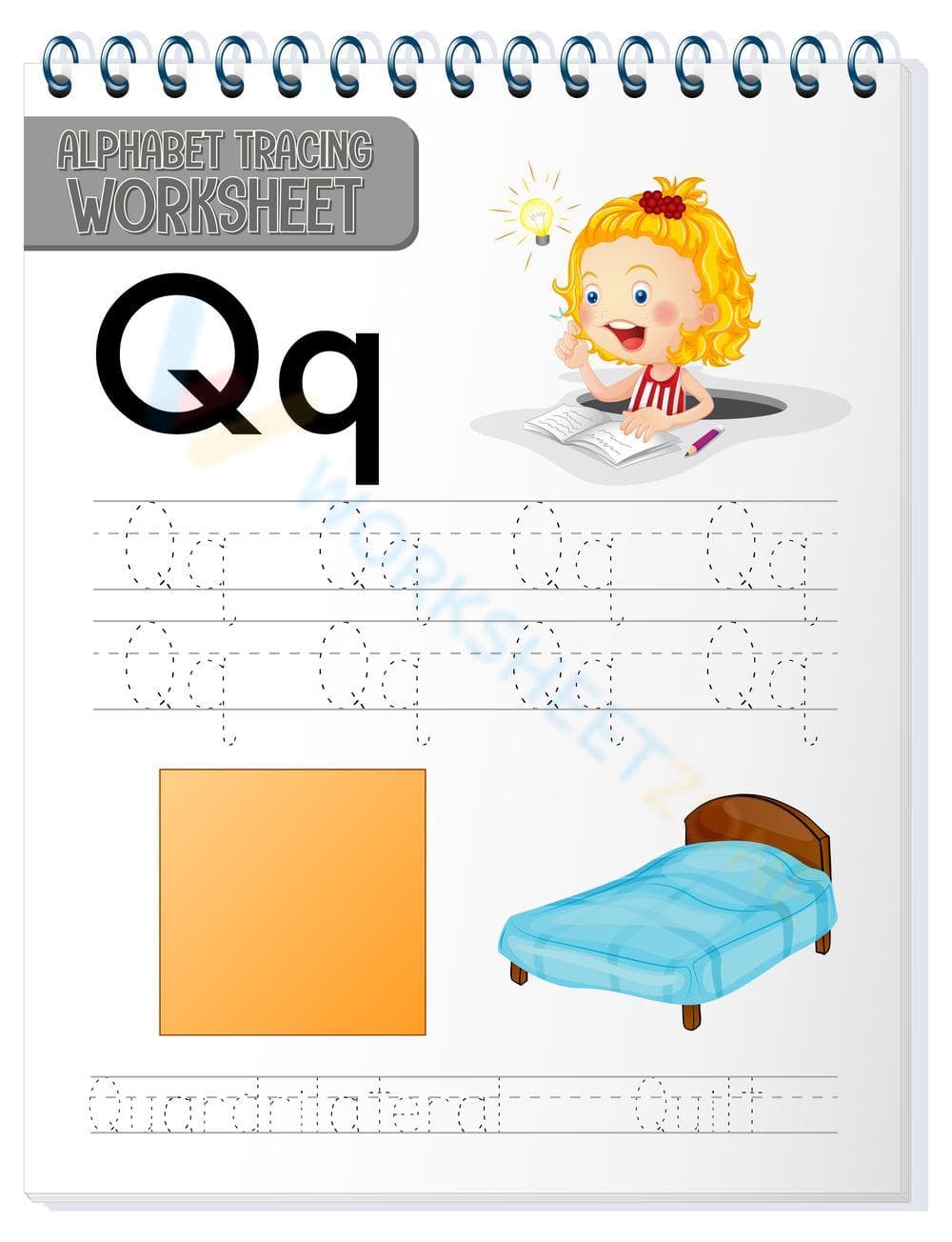 Letter Q Alphabet Tracing Worksheet | Essential Grade K - Page 1
