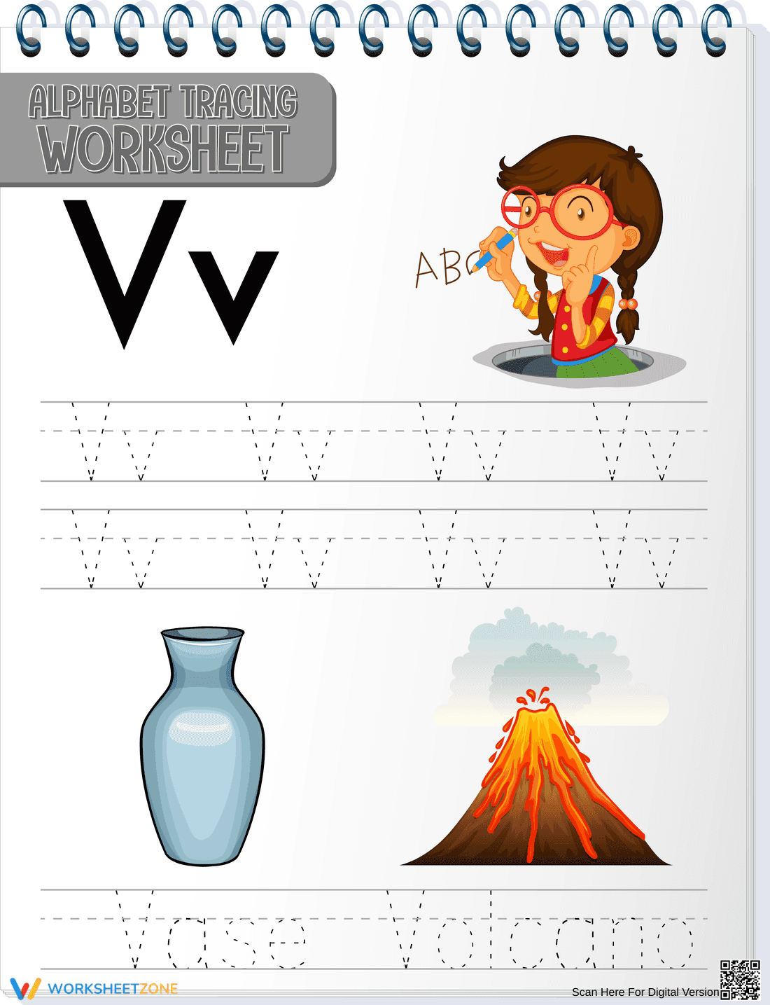 Letter V Tracing Worksheet | Essential Kindergarten ELA - Page 1