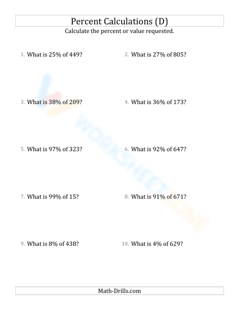 Essential Percent Calculations Worksheet | Grade 6 Math - Page 1