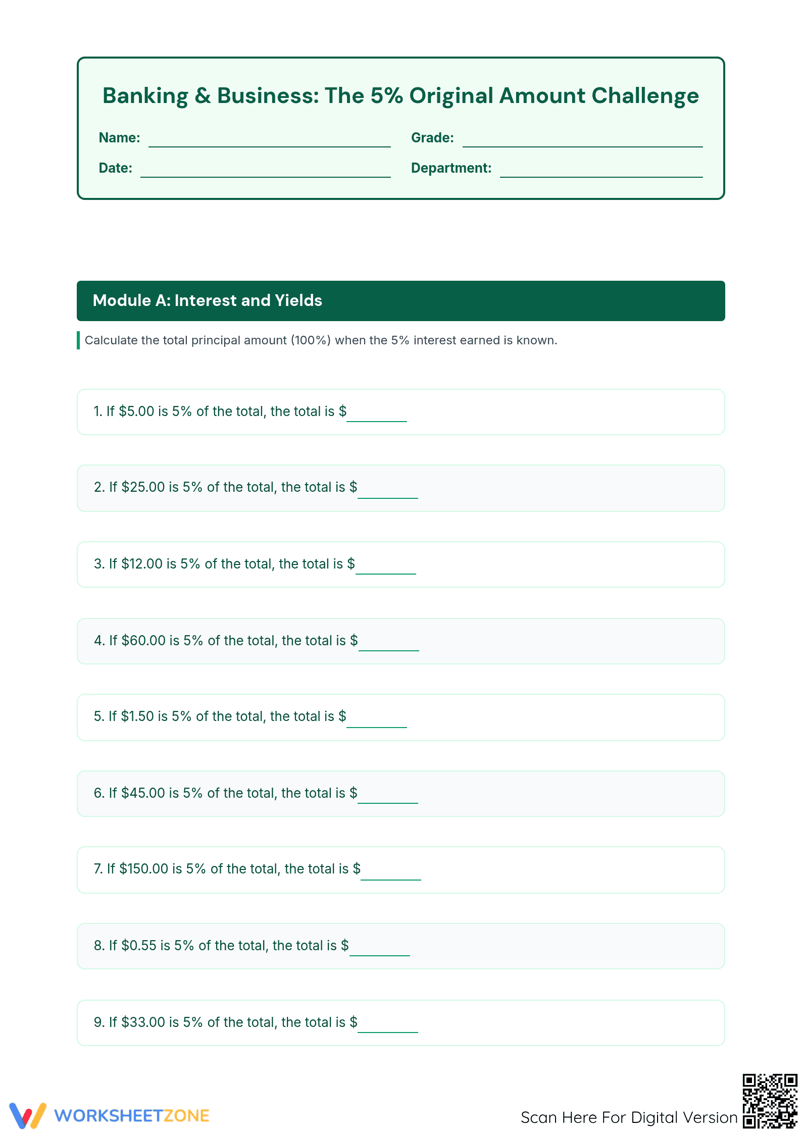 Essential Grade 6 Percentages: Calculate Original Amount - Page 1