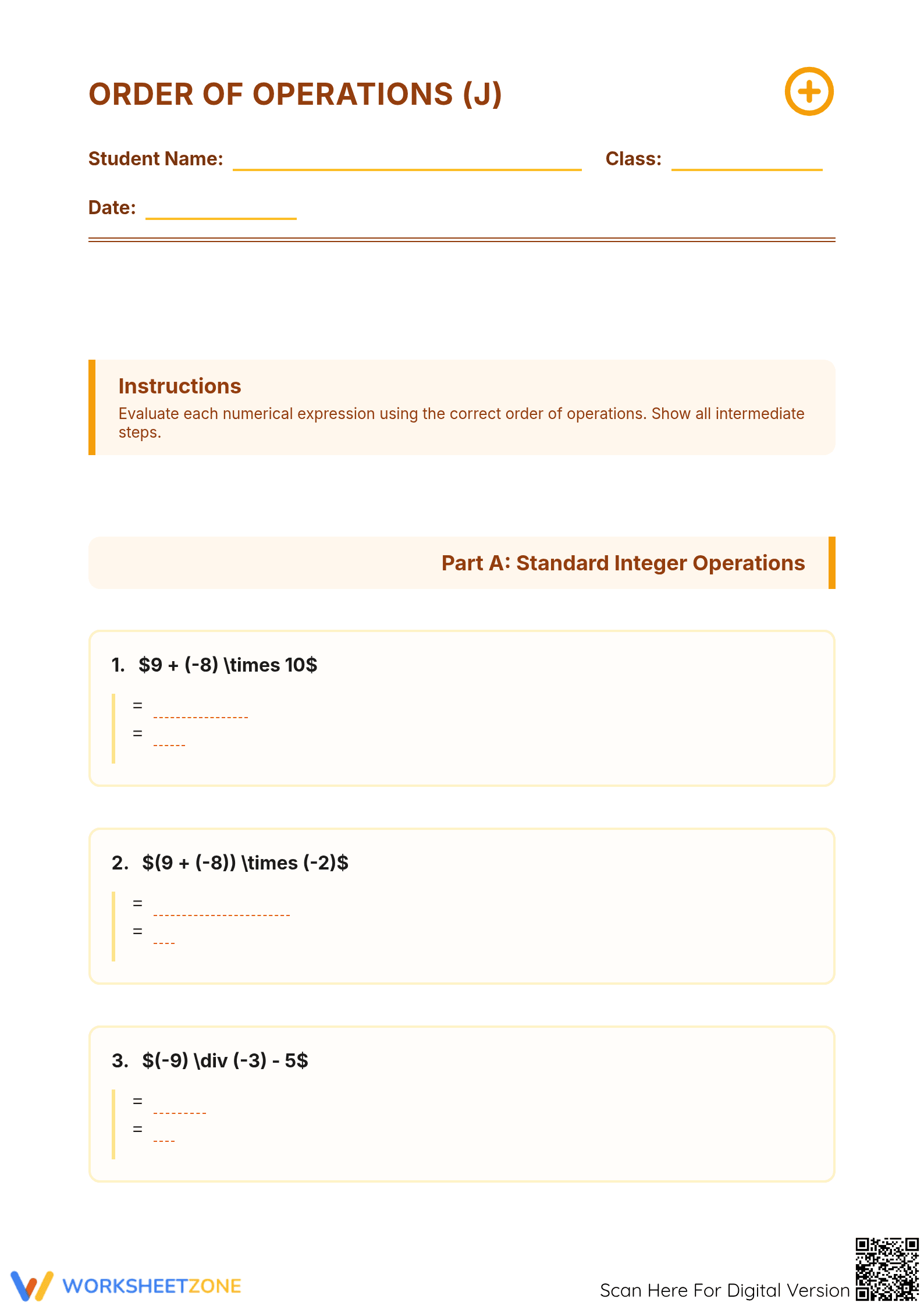 Essential Order of Operations 7.NS.A.3 Grade 7 Aligned - Page 1