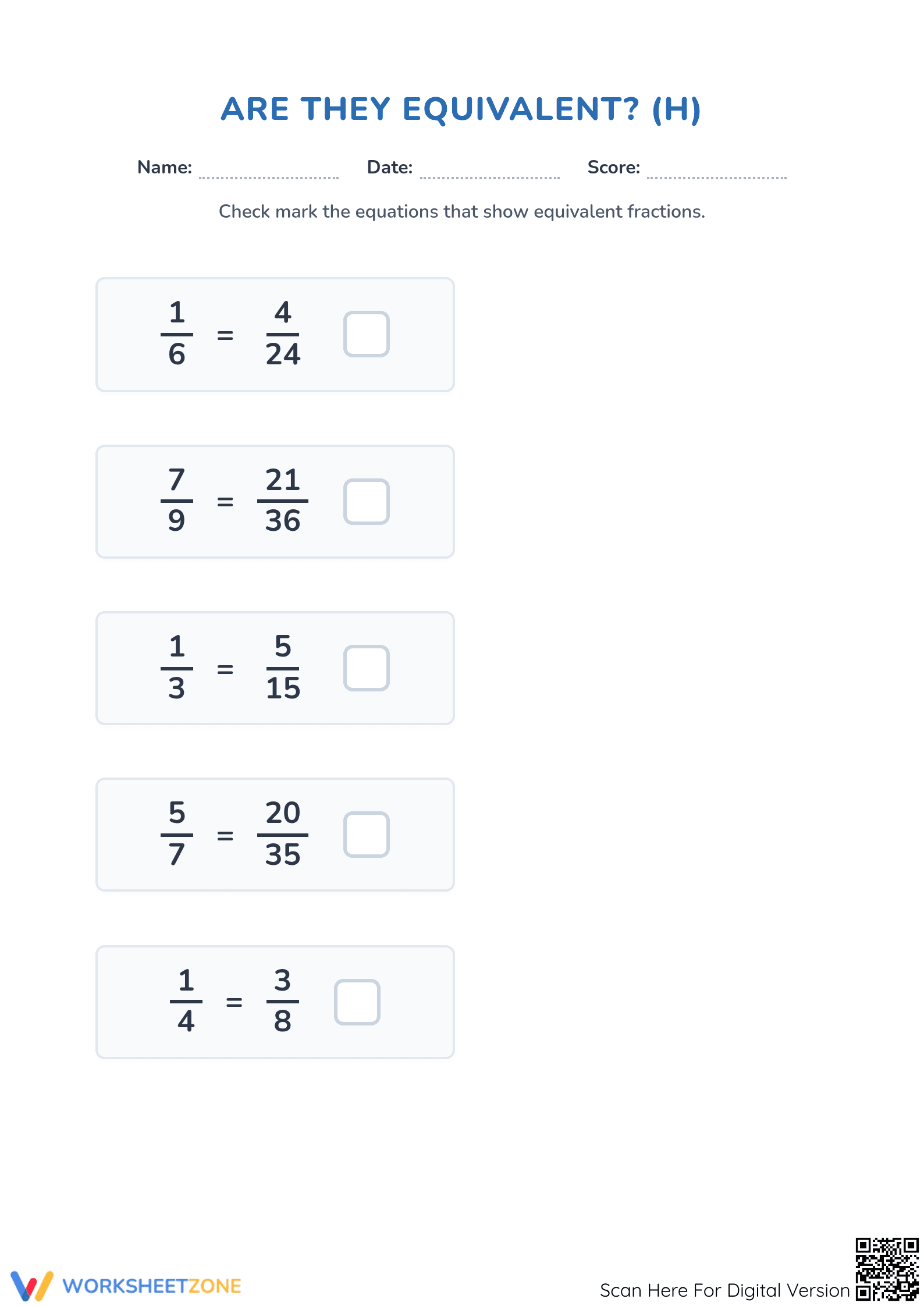 Essential Equivalent Fractions Test | Grade 4 Aligned - Page 1