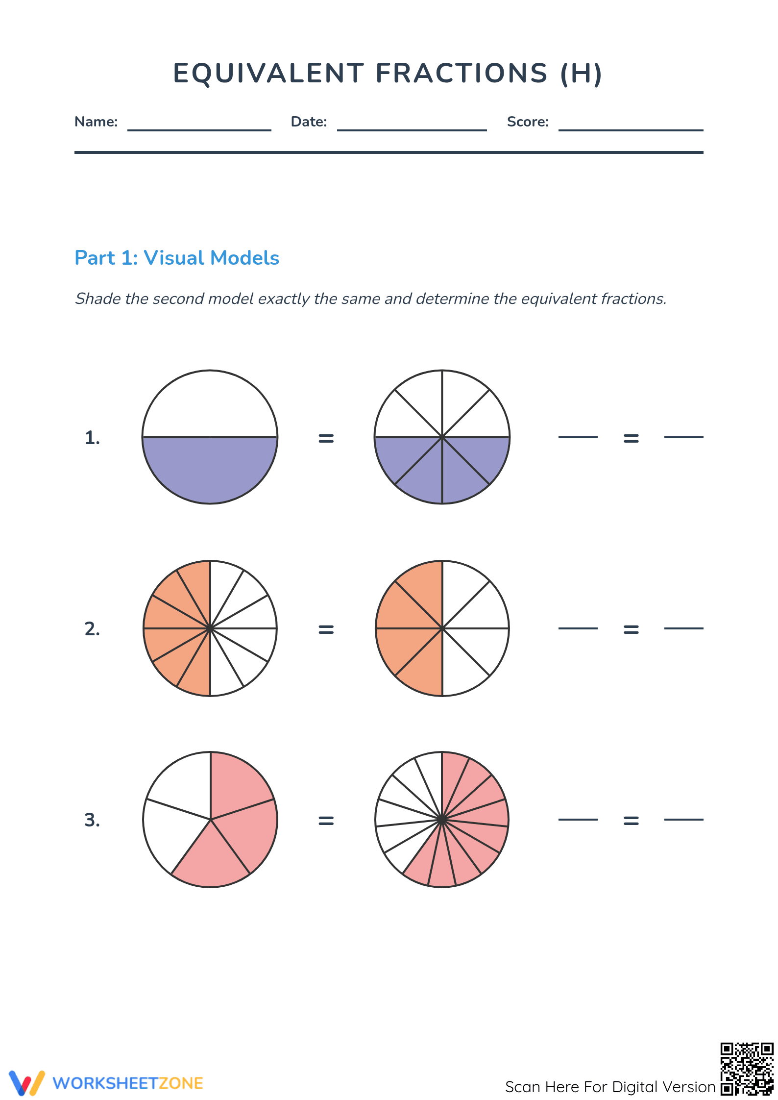 Essential Equivalent Fractions Worksheet | Grade 4 Printable - Page 1