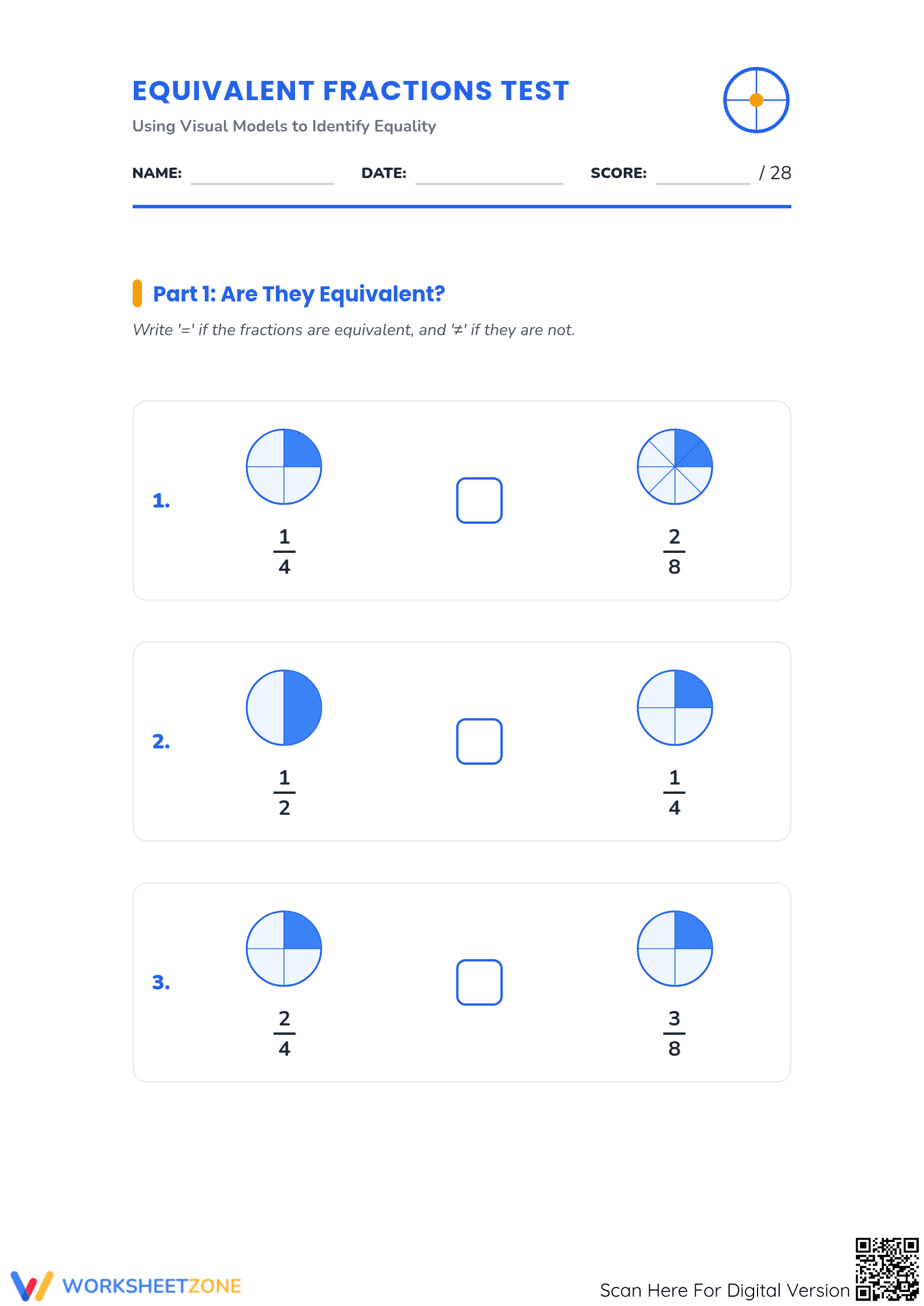 Essential Equivalent Fractions Test | Grade 4 Math - Page 1