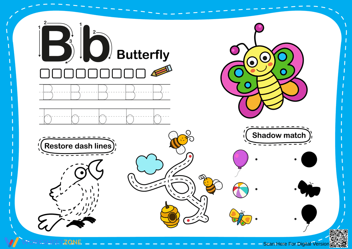 Kindergarten Letter B — Printable No-Prep Worksheet - Page 1