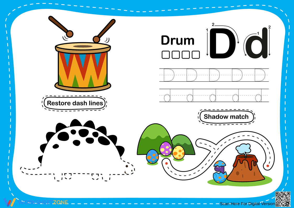 Printable Letter D Tracing Worksheet | Grade K - Page 1