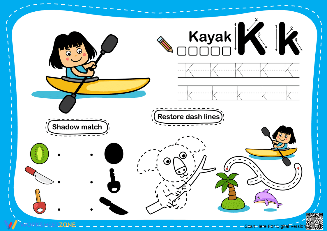Letter K Alphabet Tracing | Essential Grade K Worksheet - Page 1