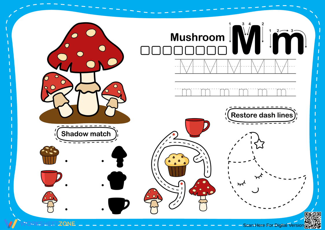 Letter M Alphabet Tracing — Essential Grade K Worksheet - Page 1