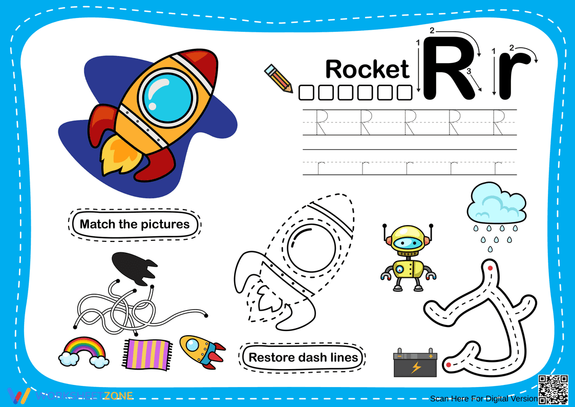 Letter R Tracing Worksheet | Essential Grade K ELA - Page 1