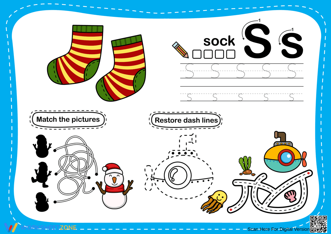 Letter S Alphabet Tracing Worksheet | Essential Grade K - Page 1