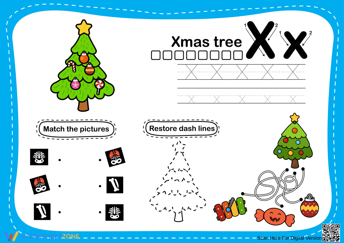 Grade K Letter X Tracing — Printable No-Prep Worksheet - Page 1