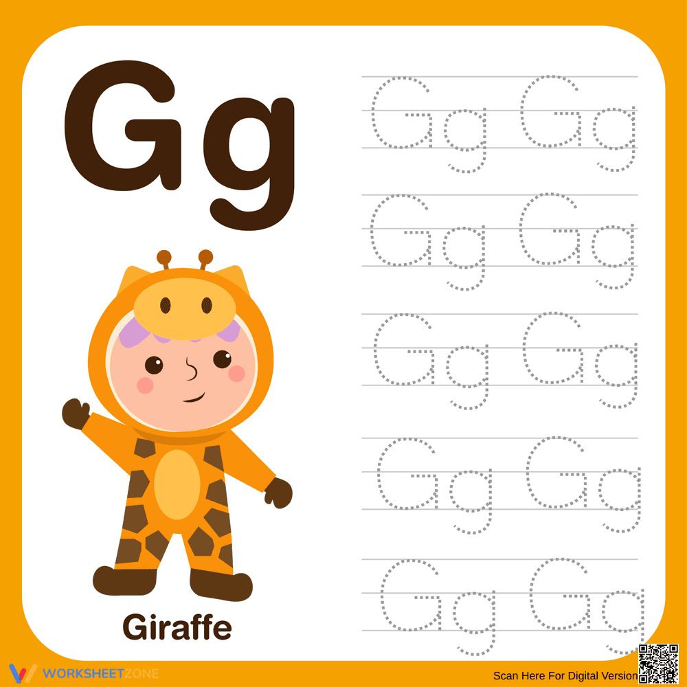 Grade K Letter G Tracing — Printable No-Prep Worksheet - Page 1