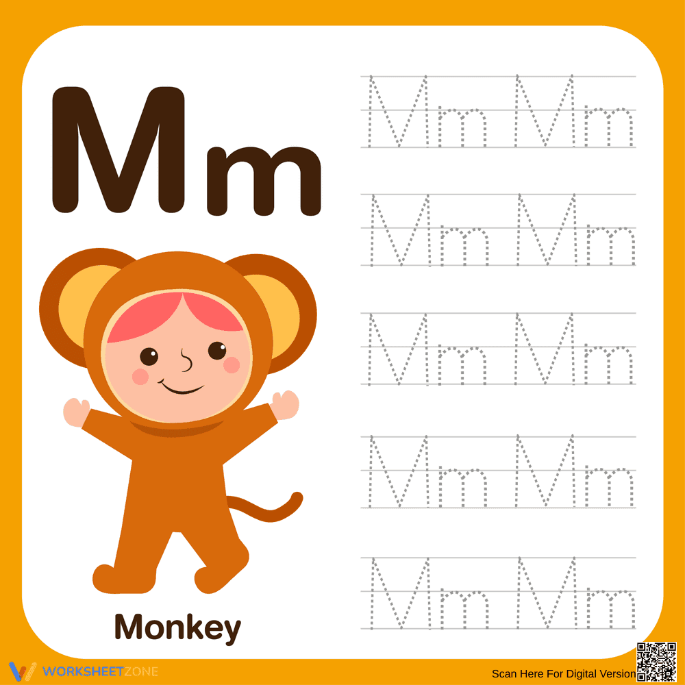 Letter M Tracing Worksheet | Grade K Printable - Page 1
