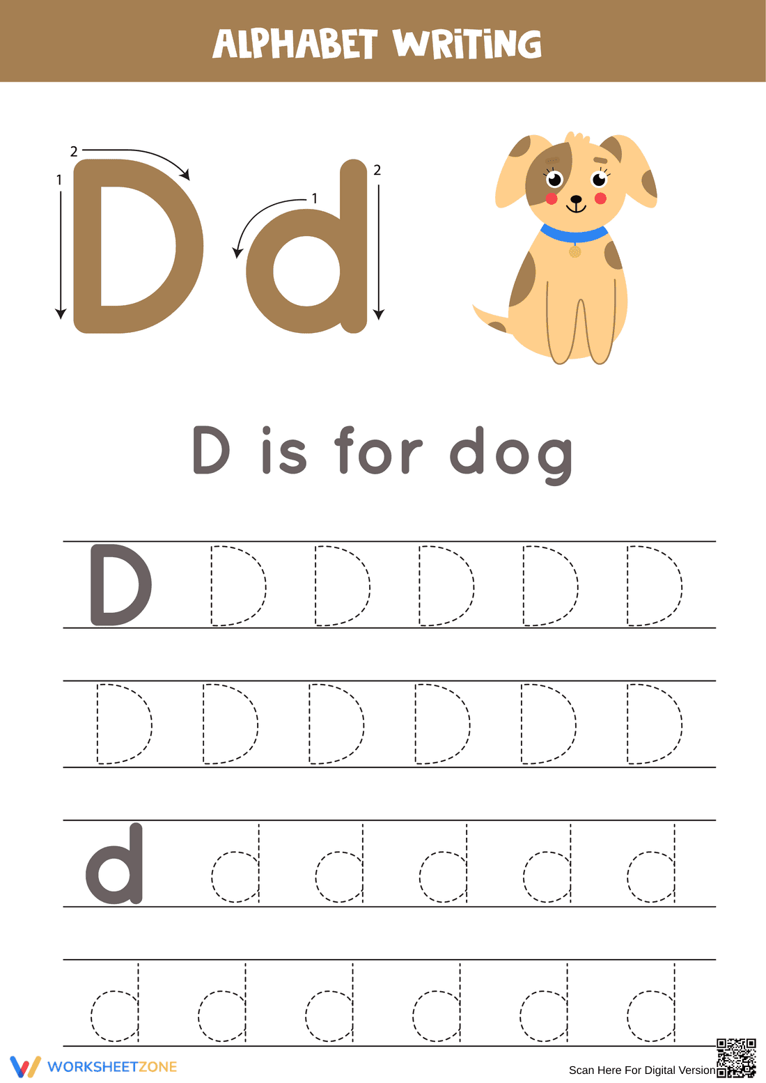 Letter D Tracing Worksheet | Printable Alphabet Practice - Page 1