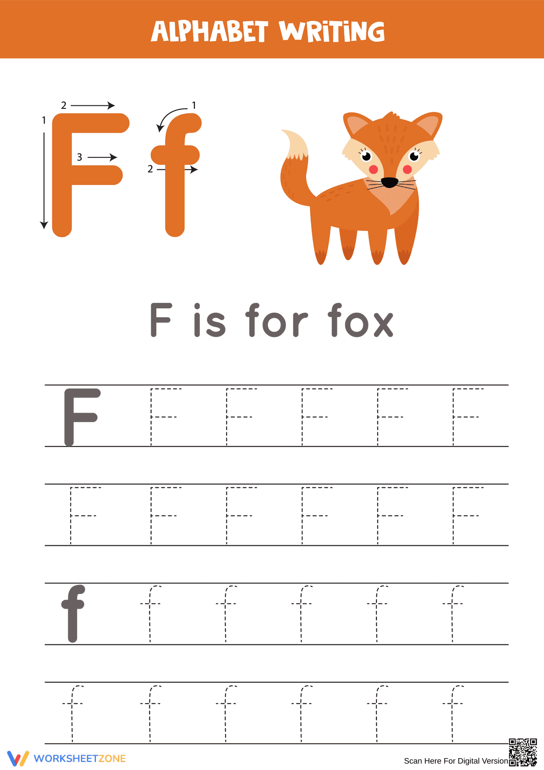 Letter F Tracing Printable | Kindergarten ELA Worksheet - Page 1