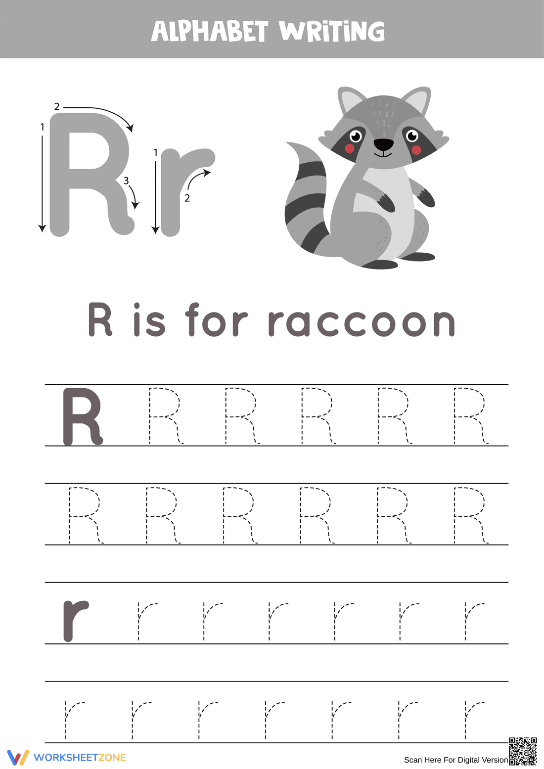 Letter R Handwriting for Preschoolers - Page 1