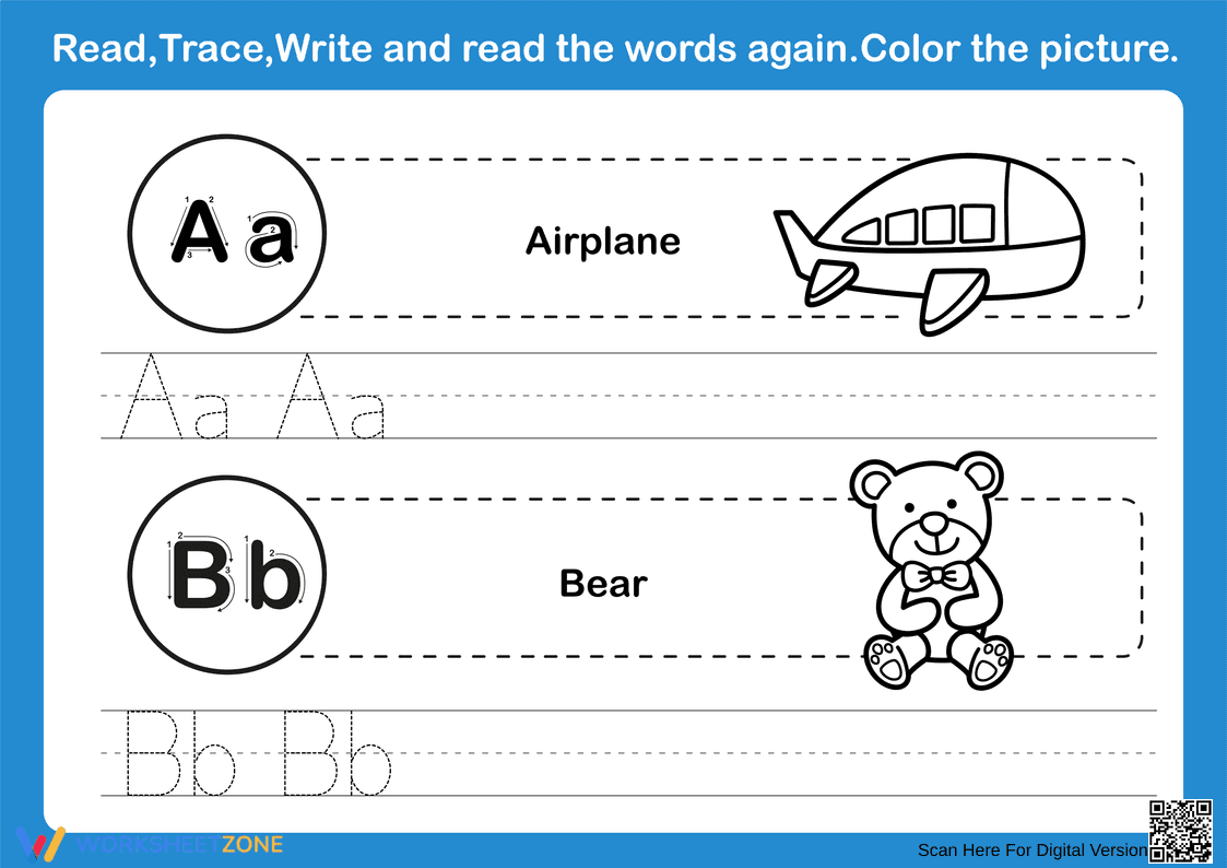 Printable Letters A & B Tracing Worksheet | Grade K - Page 1