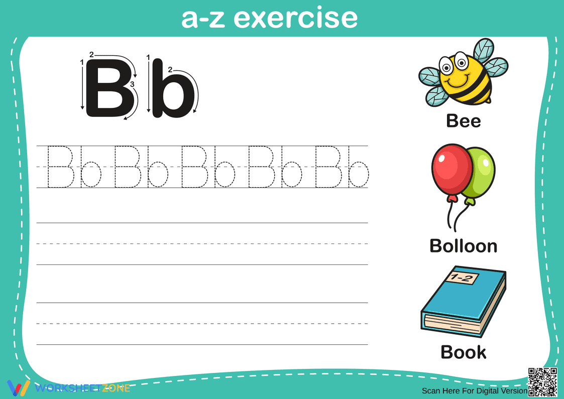 Letter B Tracing Worksheet | Essential Grade K ELA - Page 1