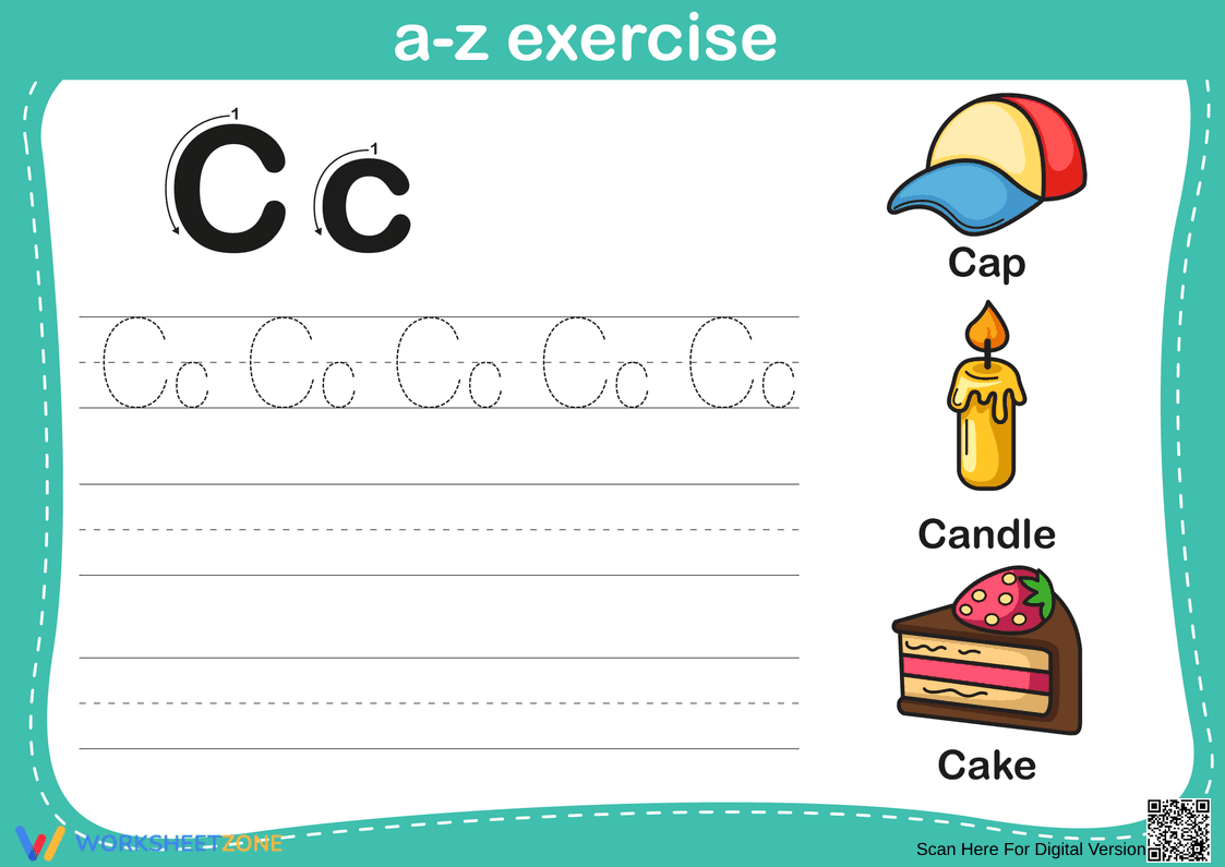 Printable Letter C Tracing Worksheet | Grade K ELA - Page 1