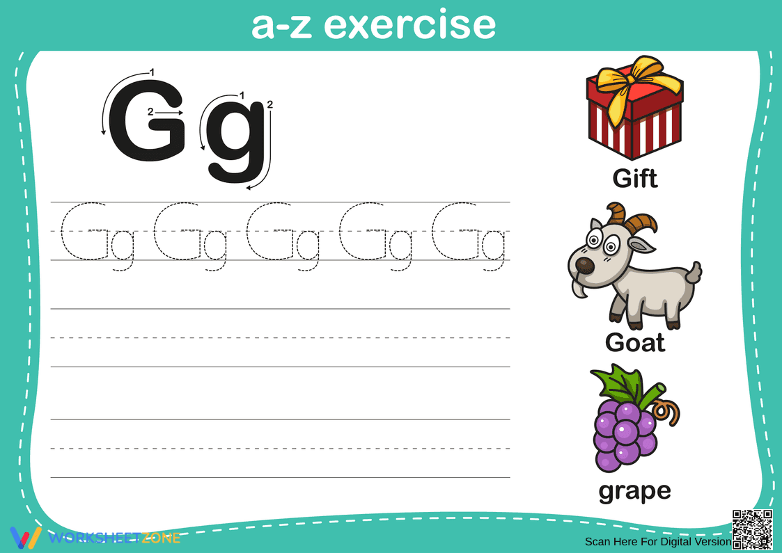 Handwriting and Vocabulary Practice for the Letter G - Page 1