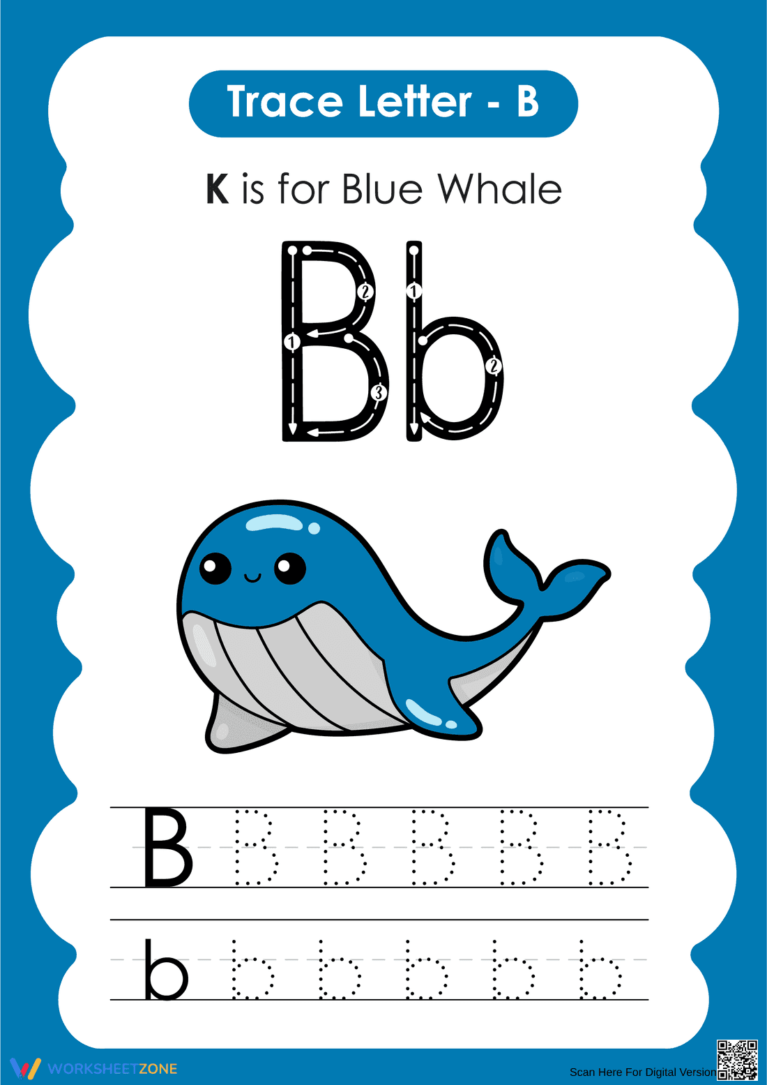 Letter B Tracing Worksheet | Essential Grade K ELA - Page 1