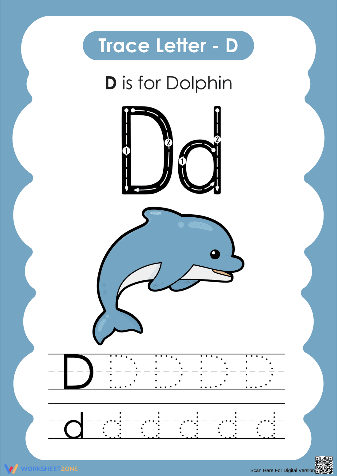 Printable Letter D Tracing Worksheet | Pre-K & K - Page 1