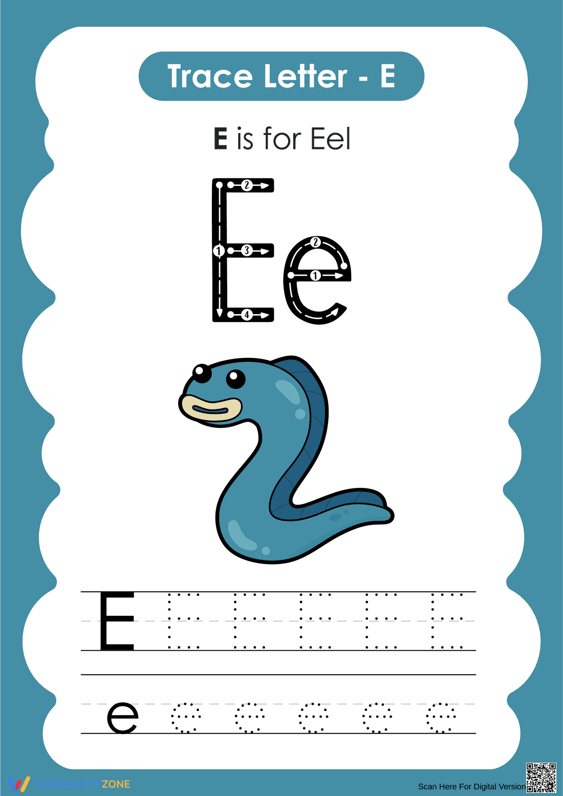 Letter E Tracing Worksheet | Essential Grade K-1 Ready - Page 1
