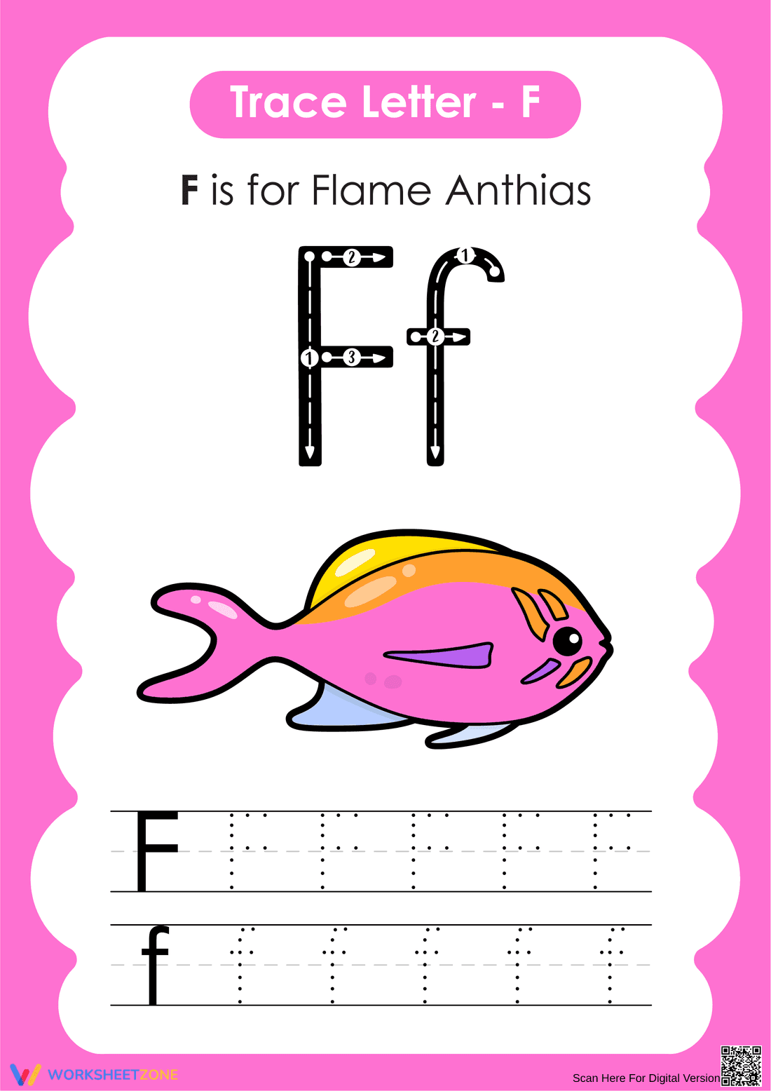 Letter F Tracing Worksheet | Essential Grade K-1 - Page 1