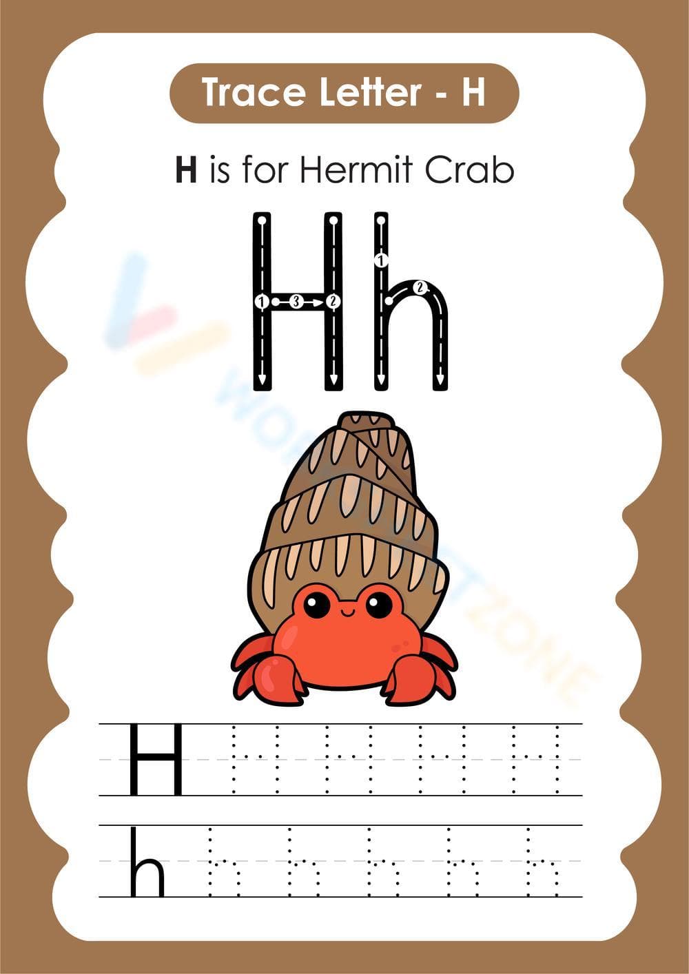 Letter H tracing - Page 1