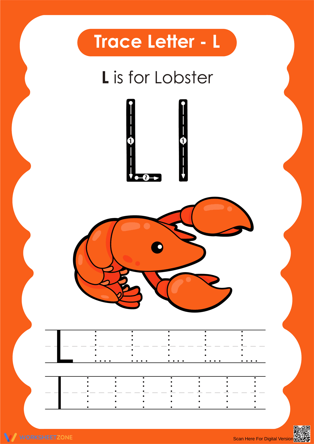 Printable Letter L Tracing Worksheet | Kindergarten ELA - Page 1